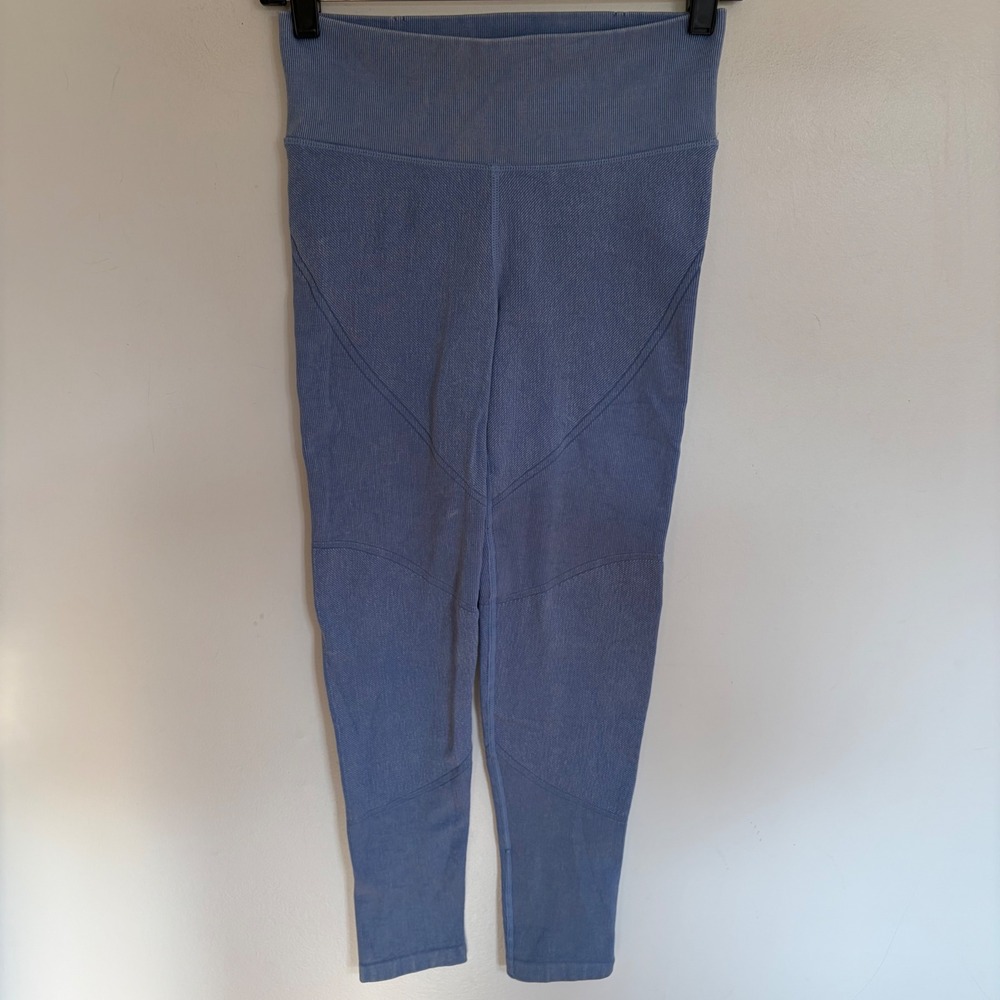 OFFLINE by Aerie Blue Ribbed Seamless High Waisted Leggings Small 0491-5128